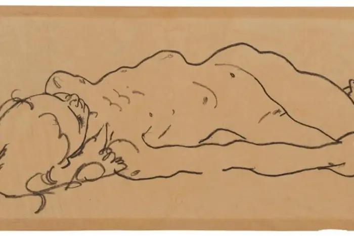 This drawing was likely sketched by Egon Schiele in 1918, shortly before the artist's premature death.